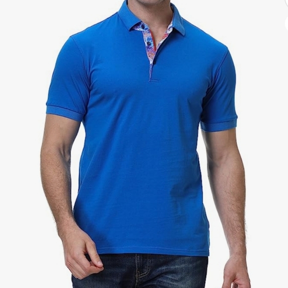 Nwt Esabel C Mens Blue Shortsleeve Polo - Picture 1 of 14